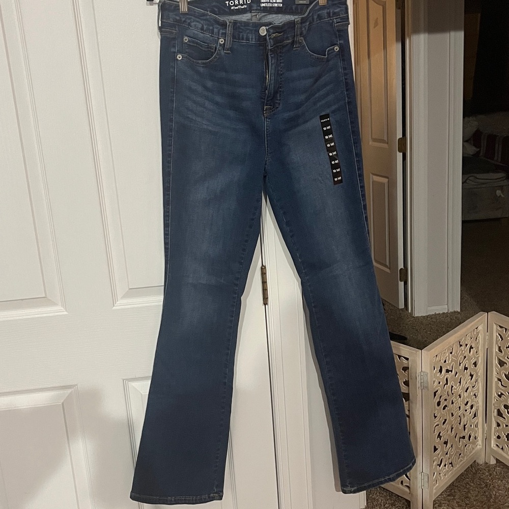 NWT Torrid Trio Fit Slim Boot limitless stretch blue jeans Size 10T-14T - Picture 4 of 9